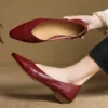 Minimalist Soft Sheepskin Womens Office Pointed Toe Low Wedge Shoes