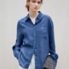 Minimalist Breathable Linen Lyocell Womens Long Sleeve Shirt