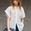Minimalist Commuter Breathable Sheer Ramie Short Sleeve Shirt