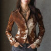 Boho Cow Print Polyester Womens Single Breasted Blazer