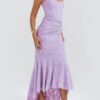 Timeless Jacquard Knit Womens Square Neck Mermaid Maxi Dress