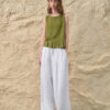 Minimalist Breathable Linen Lyocell Womens Wide Leg Trousers