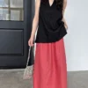 French Riviera Breathable Linen Lyocell Womens Halter V Neck Top