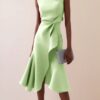 Timeless Ruched Stretch Polyester Womens Sleeveless Midi Dress