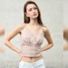 Minimalist Sustainable Breathable Linen Womens Cropped V Neck Cami Top