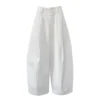 Minimalist Breathable Spliced Cotton Womens Mid Rise Straight Casual Pants
