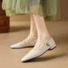 Timeless Sustainable Sheepskin Womens Block Heel Mary Jane Shoes