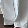 Minimalist Breathable Spliced Cotton Womens Mid Rise Straight Casual Pants