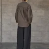 Minimalist Ladder Stitch Cotton Womens Loose Long Sleeve Shirt