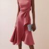 Timeless Ruched Stretch Polyester Womens Sleeveless Midi Dress