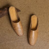 Minimalist Woven Genuine Leather Womens Square Toe Flat Mules