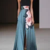Timeless Floral Print Womens Halter Maxi Evening Dress