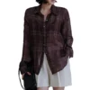 Minimalist Breathable Sheer Pure Cotton Plaid Long Sleeve Shirt