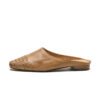 Minimalist Woven Genuine Leather Womens Square Toe Flat Mules