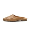 Minimalist Woven Genuine Leather Womens Square Toe Flat Mules