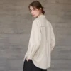 Minimalist Ladder Stitch Cotton Womens Loose Long Sleeve Shirt