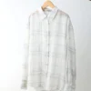 Minimalist Breathable Sheer Pure Cotton Plaid Long Sleeve Shirt