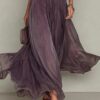 Timeless Lace Trim Cinched Waist Womens Maxi Dress
