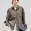 Minimalist Breathable Linen Lyocell Womens Long Sleeve Shirt
