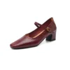 Timeless Sustainable Sheepskin Womens Block Heel Mary Jane Shoes