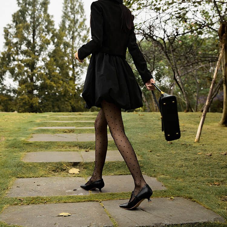 Timeless Genuine Leather Womens Pointed Toe Kitten Heel Mary Janes