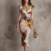 Vintage Lace Trim Ruched Floral Polka Dot Stretchy Womens Midi Dress