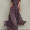 Timeless Lace Trim Cinched Waist Womens Maxi Dress
