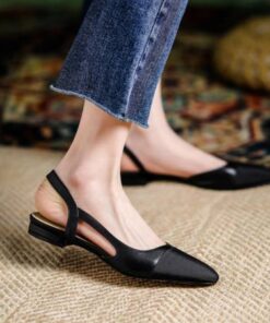 Timeless Colour Block Cowhide Womens Closed Toe Slingback Sandals