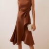 Timeless Ruched Stretch Polyester Womens Sleeveless Midi Dress