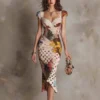 Vintage Lace Trim Ruched Floral Polka Dot Stretchy Womens Midi Dress