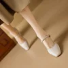 Timeless Sustainable Sheepskin Womens Block Heel Mary Jane Shoes