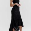 Timeless Jacquard Knit Womens Square Neck Mermaid Maxi Dress