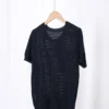 Minimalist Breathable Linen Lyocell Womens Cutout Short Sleeve Top