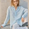 Old Money Striped Breathable Linen Womens Long Sleeve Shirt