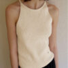 Minimalist Cotton Linen Ribbed Knit Womens Slim Fit Halter Vest
