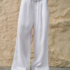 Minimalist Breathable Linen Lyocell Womens Wide Leg Trousers