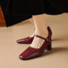 Timeless Sustainable Sheepskin Womens Block Heel Mary Jane Shoes