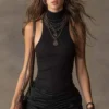 Streetwear Ribbed Ruched Stretchy Polyester Womens Black Mini Dress