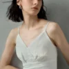 Minimalist Sustainable Breathable Linen Womens Cropped V Neck Cami Top