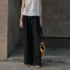 Minimalist Breathable Linen Lyocell Womens Wide Leg Trousers