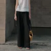 Minimalist Breathable Linen Lyocell Womens Wide Leg Trousers