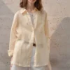 Minimalist Breathable Sheer Ramie Loose Long Sleeve Shirt