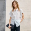 Minimalist Commuter Breathable Sheer Ramie Short Sleeve Shirt