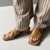 Minimalist Breathable Sheepskin Womens Square Toe Block Heel Mules
