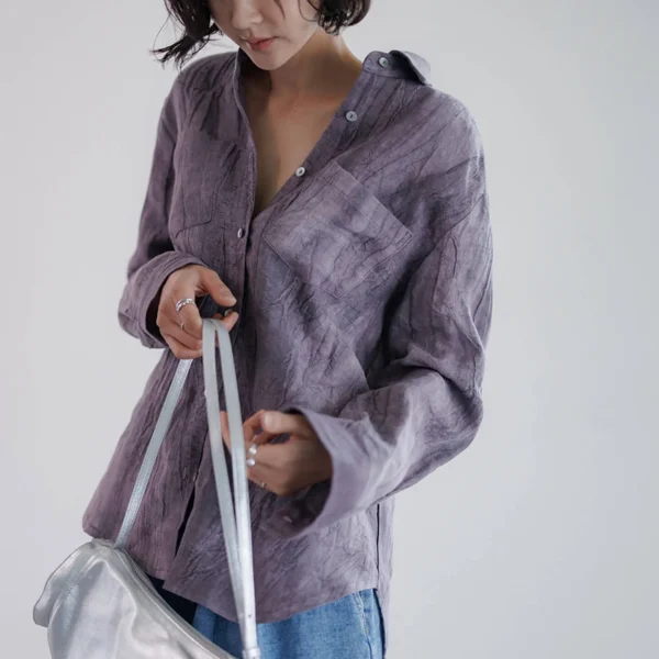 Timeless Pleated Breathable Pure Linen Long Sleeve Shirt