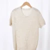 Minimalist Breathable Linen Lyocell Womens Cutout Short Sleeve Top