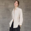 Minimalist Ladder Stitch Cotton Womens Loose Long Sleeve Shirt