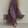 Timeless Lace Trim Cinched Waist Womens Maxi Dress