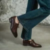 Timeless Washed Cowhide Womens Square Toe Block Heel Oxford Shoes