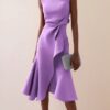 Timeless Ruched Stretch Polyester Womens Sleeveless Midi Dress